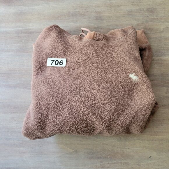 Abercrombie & Fitch Men’s Cream Full Zip Hoodie Sweatshirt Size Lg  Fleece - Picture 9 of 9